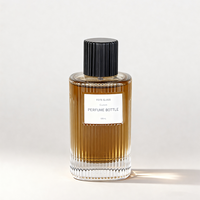 Bouteille de parfum en verre transparent de 50ml 100ml Vaporisateur de parfum carré à rayures verticales Boîte LOGO personnalisable