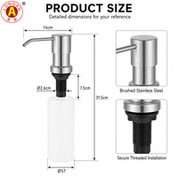 Distributeur de savon moussant en acier inoxydable 304 Longan, anti-fuite, anti-déversement, avec pompe, pour évier de cuisine et comptoir