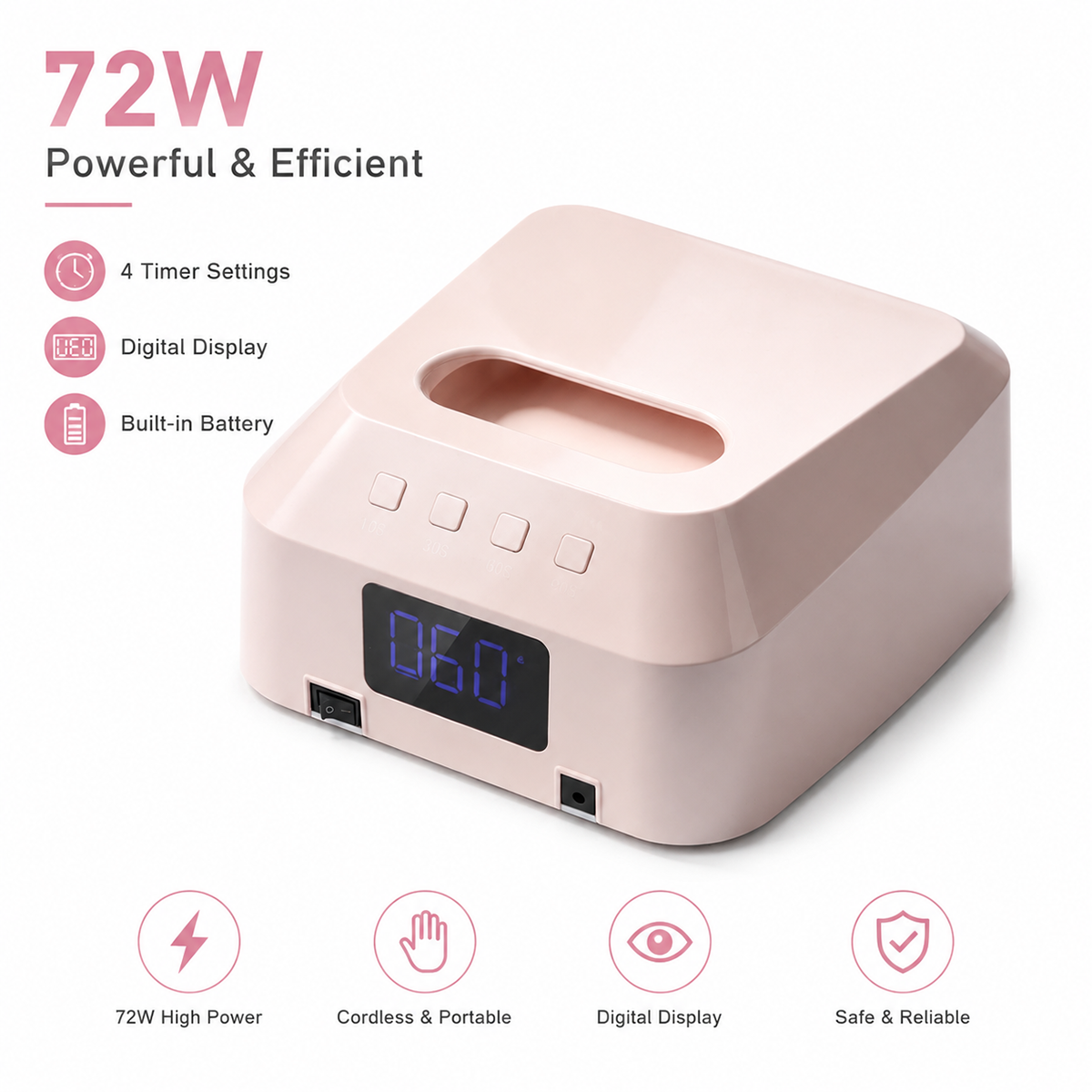 Professional Power 72W Nail Dryer UV Led Lamp LED Beads Led Nail Lamp Salon Store Rechargeable Nail Lamp