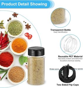 Hot Sale Eco-Friendly Durable PET Empty Plastic Seasoning Bottles <b>Spice</b> Shaker Powder Containers Pepper Salt <b>Jar</b> Flapper Cap - Product Image 3