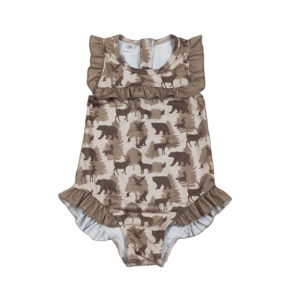 S0599 RTS Ensemble de bain sans manches pour petite fille, motif camouflage marron animaux, vente en gros pour enfants - Product Image 1