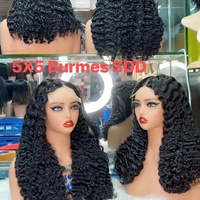 Peluca Frontal Transparente HD de Cabello Humano Virgen 100% Sin Pegamento SDD Rizado Birmano con Cutícula Alineada y Mechas Largas 250%
