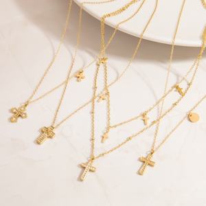 Chaînes en acier inoxydable en gros, bijoux permanents personnalisés, chaîne croix plaquée or, colliers pendentifs tendance pour hommes et femmes - Product Image 3