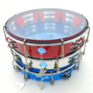 Wholesale Transparent Plastic Tambourine Double Row Stainless Steel Jingles Adjustable Drumhead <b>For</b> Performance - Product Image 2
