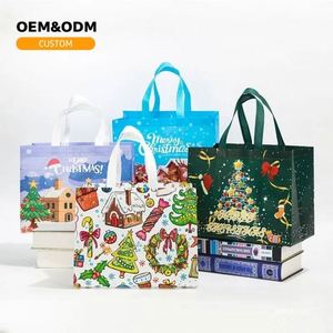 Versatile Reusable Tote for Christmas Party Favor Gift Packaging <b>Printed</b> Design Laminated Non Woven Bag - Product Image 5
