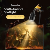 Foco LED para Acuario Mini de Tres Colores Cambiantes, 3W, con Enfoque y Atenuación, Material PC, Lámpara para Paisajismo Sudamericano