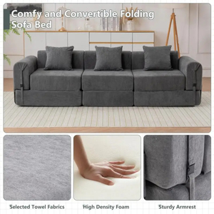 Sofá Cama Convertible de Lujo, Extensible, Ecológico, de Microfibra, de 3 Plazas, Muestras Comerciales Gratuitas - Product Image 3