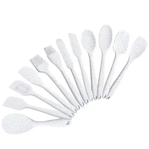 Wholesale cooking tools Silicone Kitchen utensil set Rice Paddle Soup Ladle with black dot