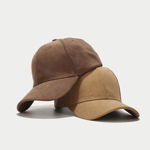 Adjustable Vintage <b>Plain</b> Suede Baseball <b>Cap</b> Stylish Simple Solid Design for Men and Women Dad Hat - Product Image 2