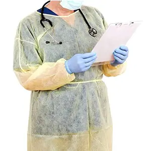Dustproof Dreathable Non-Sterile Isolation Gown Lab Coat Disposable Coverall Visitor Gown