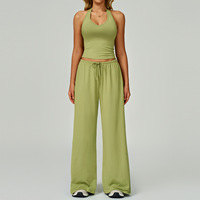 Lcool personnalisé femmes vêtements athleisure survêtements femmes jambe large Joggers pantalon ample femme danse ensembles tenue 2 pièces ensemble