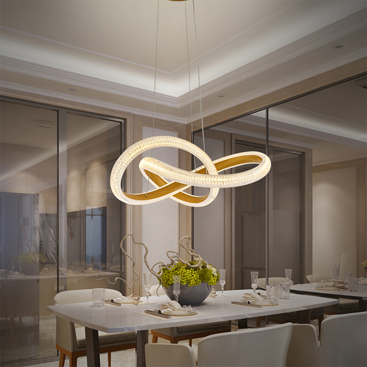Modern Golden Aluminum LED Chandelier 65W Eye Care Pendant Light for Bedroom · image 1