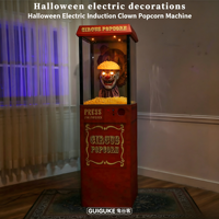 Décoration d'Halloween : Machine à Popcorn Électrique à Détection de Mouvement, Figurine de Clown qui se Levant, pour Décoration de Lieux Thématiques