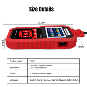 Escaner de reinicio de aceite Automotriz <span class=keywords><strong>KONNWEI</strong></span> <span class=keywords><strong>OBD2</strong></span> EOBD Escáner de automóvil automotriz KW851 - Product Image 2