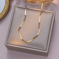 HWASAN Ensemble de mode pour femmes tendance INS, célébrité d'Internet, plaqué or véritable 18 carats, acier inoxydable, chaîne torsadée en forme de lame, chaîne en corde