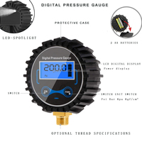 Jauge de pression des pneus à affichage numérique LCD de rétro-éclairage de voiture de haute qualité mesure PSI/BAR/KPA/KG/CM2 1/4 "NPT 1/8" NPT