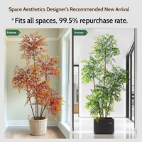 Grandes plantes artificielles réalistes Nandina Domestica en bambou, petits bonsaïs écologiques et durables en pot plastique moderne pour salon