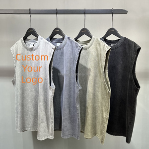 Camiseta sin Mangas de Alta Calidad, 100% Algodón, 250 GSM, Lavado Ácido, Corte Recto, con Logotipo Personalizado OEM, Ropa de Gimnasio de Verano, para Hombre - Product Image 1
