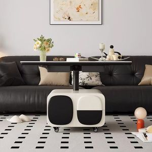 Table basse mobile avec plateau en faux marbre, pliable, réglable en hauteur, chariot d'appoint pour canapé, multifonctionnelle pour salon - Product Image 3