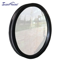 Ventana Redonda de Aluminio con Doble Acristalamiento, Personalizada, en Forma de Arco, Media Luna, Negra, para Casa o Villa