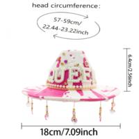 Chapeaux de cow-boy roses à imprimé vache, ornés de perles et de strass en forme de cœur, pour enterrement de vie de jeune fille, vente en gros pour femmes