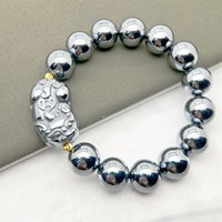 Terahertz Pixiu Bracelet Argent Noir Renard Animal Bracelet Argent Couleur Terahertz Gros Bracelets pour Dames Femmes Hommes Cadeau