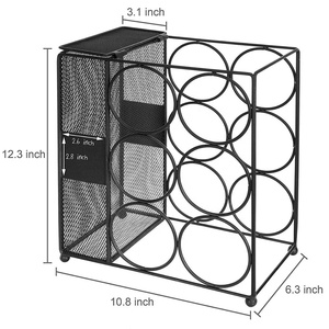Commerci all'ingrosso Moderna Freestanding 6 Bottiglie Cremagliera del Vino del Metallo con Tappo del Vino della Supporto - Product Image 3