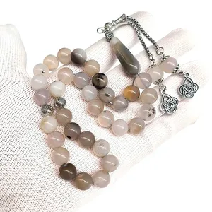 Ágata Natural Aqeeq Tasbih 10mm 33 Cuentas de oración islámica <span class=keywords><strong>Tasbeeh</strong></span> Rosario musulmán Cuentas <span class=keywords><strong>Dhikr</strong></span> Cuentas Zikr Regalos islámicos musulmanes - Product Image 2