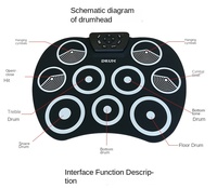 Batterie électronique portable USB avec pédale G801 pour jeux DTX, kit de batterie à main