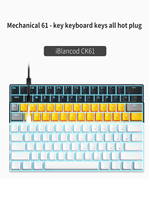 Clavier de jeu mécanique IBLANCOD K61 avec touches de couleur mixte rouge/bleu, axe bleu, rétroéclairage bleu pour ordinateur