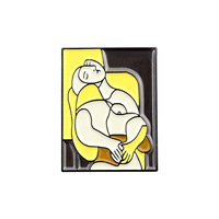 Les nouvelles épingles de peinture chaudes en gros coloré Van Gogh Mona Lisa insigne décoratif dessin animé personnalisé grande image épinglette en métal