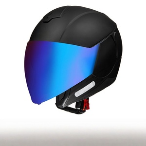 Casque de moto BAX certifié DOT en ABS <span class=keywords><strong>3</strong></span>/4 demi-face, double visière, unisexe, pour scooter coréen, avec fentes pour les oreilles, toutes saisons - Product Image 1