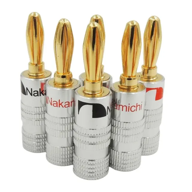 High quality 24K Gold Nakamichi Speaker Banana Plugs pure copper Audio Jack Connector