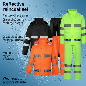 Traje Impermeable con Capucha, Ecológico, de PVC, con Tiras Reflectantes de Alta Visibilidad y Diseño Plegable - Product Image 4