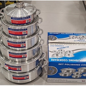 Ensemble de casseroles classiques en aluminium lourd, 6 pièces, avec casseroles <span class=keywords><strong>et</strong></span> marmites, résistant au four, passe au lave-vaisselle, fond épais, ustensiles de cuisine - Product Image 6