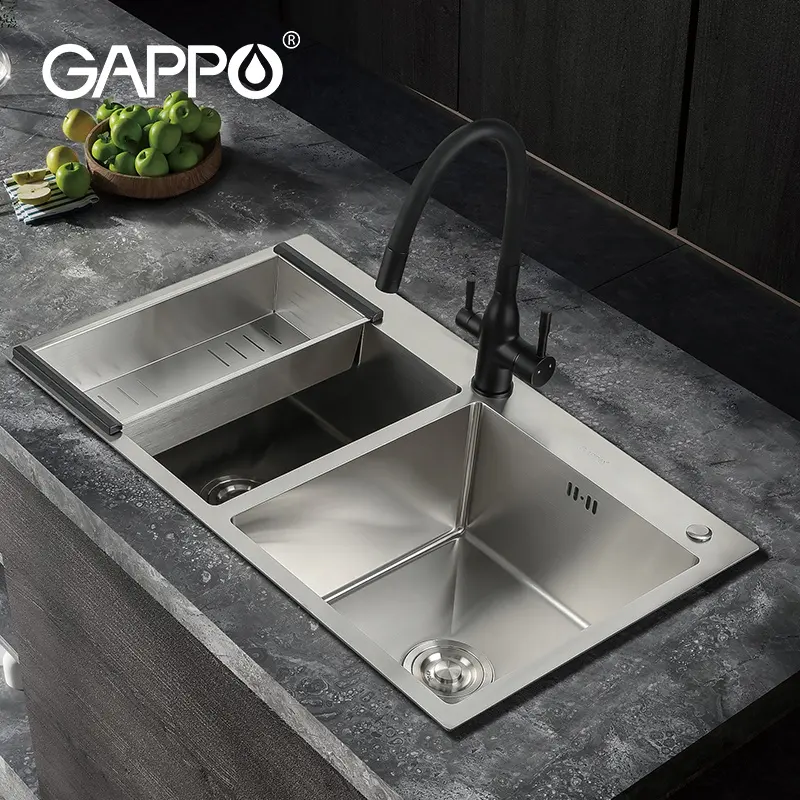 Gappo Handmade kitchen sink 304 stainless steel satin color sink double bowl undermount sink GS8350