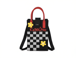 Borsa a Tracolla per Telefono in Maglia a Quadri con Design a Fibbia - Product Image 1
