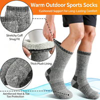 Chaussettes Thermiques Épaisses Premium Hiver 2026 Femme Homme Mi-Mollet Doublées Polaire Melangeées pour Randonnée Ski Chaudes Confortables Usage Extérieur
