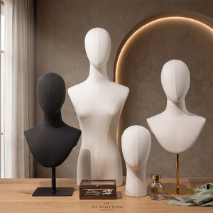 Tête de mannequin en tissu avec support métallique, mannequin réaliste pour l'affichage de perruques, chapeaux, foulards et colliers - Product Image 2