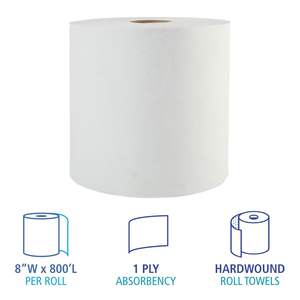 Serviettes en rouleau universelles Boardwalk 17GREEN 8"x800ft, lot de 6 rouleaux, serviettes de nettoyage vertes Boardwalk 17GREEN, blanc naturel - Product Image 5