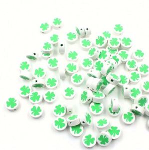 100 Piezas de Cuentas Redondas de Arcilla Polimérica de 10mm con Diseño de Trébol para el Día de San Patricio, Abalorios Espaciadores Heishi Mixtos, Suministros para Decoración de Relojes - Product Image 2