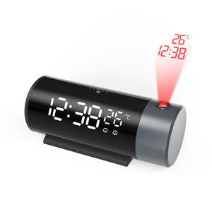 Projection Alarm <b>Clock</b> Digital With Temperature Display <b>Led</b> Night Mode Automatic Brightness Round Black Usb Powered Bedroom - Product Image 1