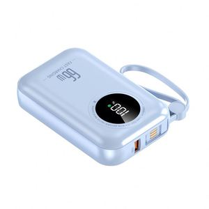 แบตเตอรี่สำรองแบบพกพา Super Slim Dual Fast Charging ความจุ 10000 มิลลิแอมป์ ลิเธียมโพลิเมอร์ พร้อมหน้าจอ LED สีฟ้า สายชาร์จ PD2 22.5W ในตัว - Product Image 2