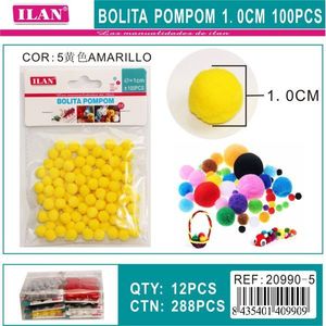 Palline Pompom Ilan 1.0 Cm Gialle 100 Pezzi per Decorazioni Artigianali - Product Image 3