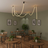 Lustre moderne flexible à LED Seeky, luminaire suspendu long et réglable pour plafonds hauts et escaliers