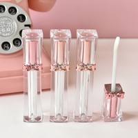 Tubes de brillant à lèvres de luxe en cristal, forme de gemme facetée, conteneur vide avec capuchon doré et applicateur pinceau