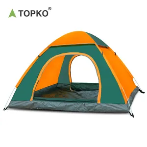 TOPKO الجملة المحمولة في الهواء الطلق التمويه خيام التخييم كامل تلقائي 3-4 شخص شاطئ سهل الفتح خيمة تخييم مضادة للماء