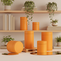 Boîte en métal mate hermétique avec couvercles à vis pour emballage de matcha, café et thé en poudre, petite boîte en fer blanc orange prête à l'emploi (RTS)