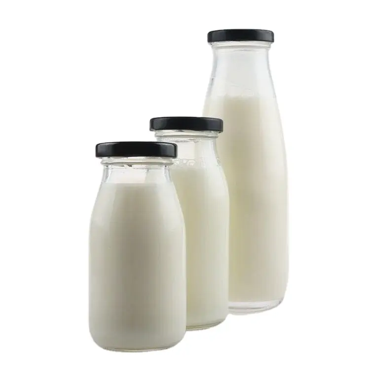 Toptan 200ml 250ml 300ml 500ml 1 litre soya sütü cam kapaklı şişe