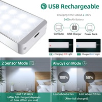Lampe murale à 60 LED pour armoire de cuisine, à intensité variable, avec télécommande, détecteur de mouvement sans fil, veilleuse, recharge USB